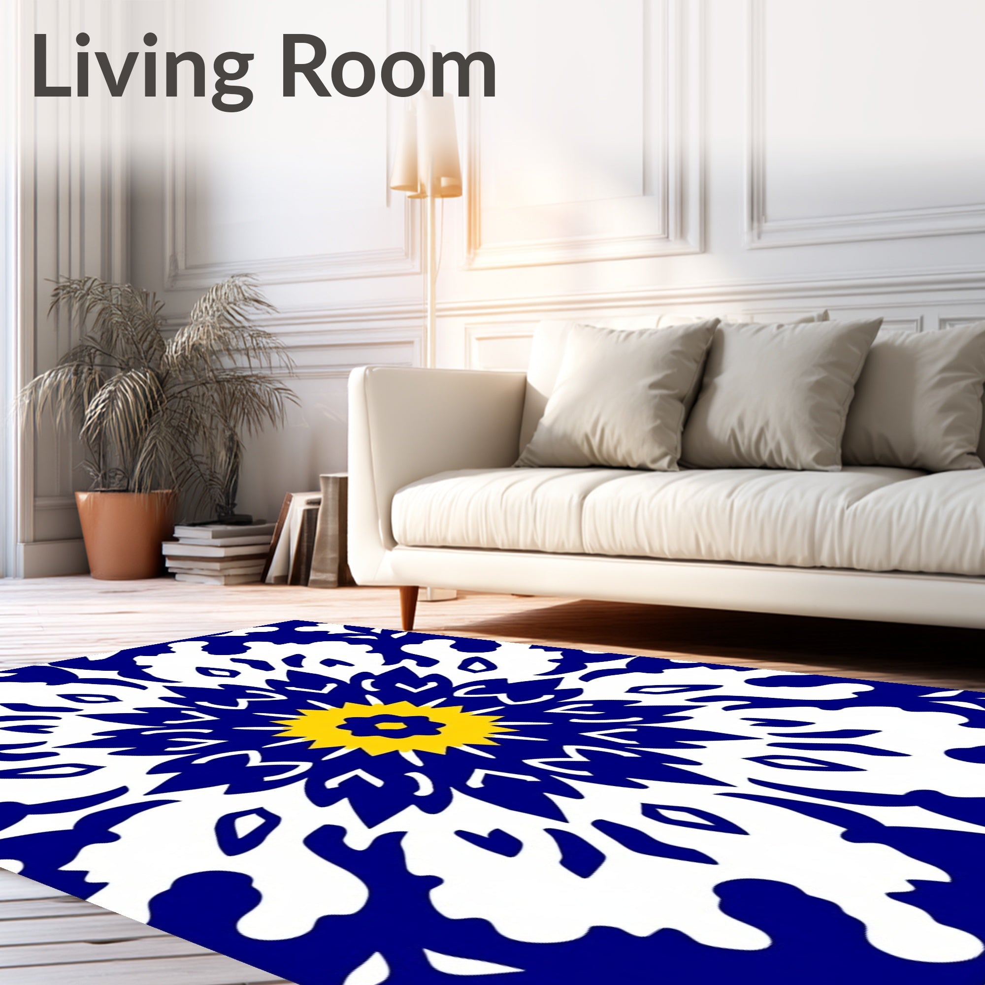 Retro Medallion Flora Array with Interlocking Petals and Modern Twist (Blue) - ODIKA