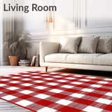 Festive Red White Plaid Area Rug for Holiday Entryway Cheer(Red)
