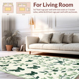 Ultra Soft Area Rug, Non Slip, Stain Resistant, Washable Area Rugs for Living Room, Bedroom, vintage insect print(Ivory)