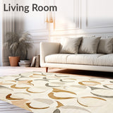 Beige Curved Scallop Area Featuring Interlaced Circular Motifs(Beige)