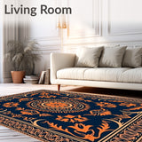 Abstract Brushstroke Medallion Vintage Heritage Handwoven(Orange)