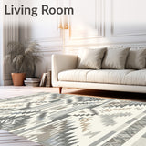 Elegant Greige Aztec Patterned With Layered Linear And Chevron Details(Gray)