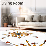 Weathered Compass Rose with Radiating Petal Starbursts (Orange) - ODIKA