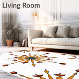 Weathered Compass Rose with Radiating Petal Starbursts (Orange) - ODIKA