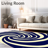 Swirling Vortex Contemporary Design Modern Boho (Blue)