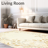 Ivory & Beige Round Stylized Floral Area(Beige)
