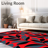 Abstract Botanical with Interlocking Leaf Shapes and Graphite Accents(Red)