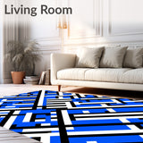 Diagonal Tartan Layout Featuring Overlapping Bands and Edges(Blue)