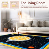 Ultra Soft Area Rug, Non Slip, Stain Resistant, Washable Area Rugs for Living Room, Bedroom, Space Exploration Rug for Boys Learning Area(Yellow)