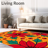 Poinsettia Blossom Mosaic with Holly Leaf Detailing Christmas(Orange)