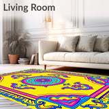 Interlocking Medallion Trellis with Vibrant Motif and Artistic Flourishes(Yellow)