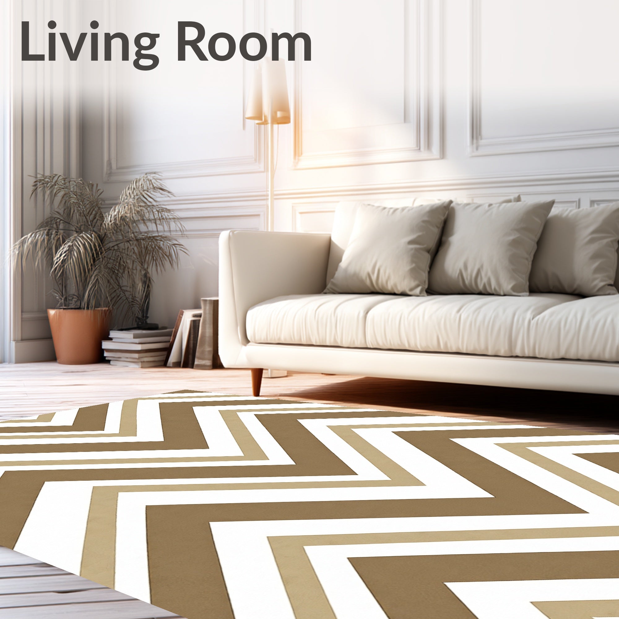 Chevron Zigzag Stripe Anti Slip Corridor (White) - ODIKA