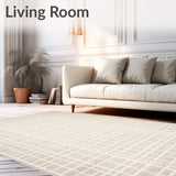 Chic Checkerboard Circle Area Neutral Tone Accent(Beige)