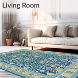 Blue and Beige Square Slip Resistant(Blue)