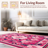 Ultra Soft Area Rug, Non Slip, Stain Resistant, Washable Area Rugs for Living Room, Bedroom, coquette floral bathroom(Pink)