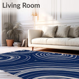 Abstract Wavy Brushstroke Artistic Contemporary Textured (Blue)