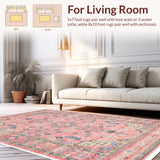 Ultra Soft Area Rug, Non Slip, Stain Resistant, Washable Area Rugs for Living Room, Bedroom, Pastel Traditional Bedroom Area Rug(Pink)