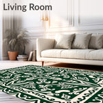 Elegant Floral Vintage Medallion Low Pile (Green) - ODIKA