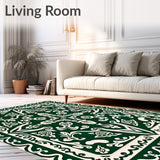 Elegant Floral Vintage Medallion Low Pile (Green) - ODIKA