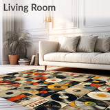 Modern Music Decor Area Rug Featuring Retro Album Covers(Black)