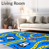 Police Badge Adventure Patrol Highway Map Design Indoor (Blue)