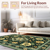 Ultra Soft Area Rug, Non Slip, Stain Resistant, Washable Area Rugs for Living Room, Bedroom, Boho Chic Medallion Distressed(Black)