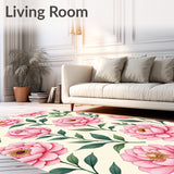 Blooming Peony Garden Botanical Floral Motif Accent(Pink)