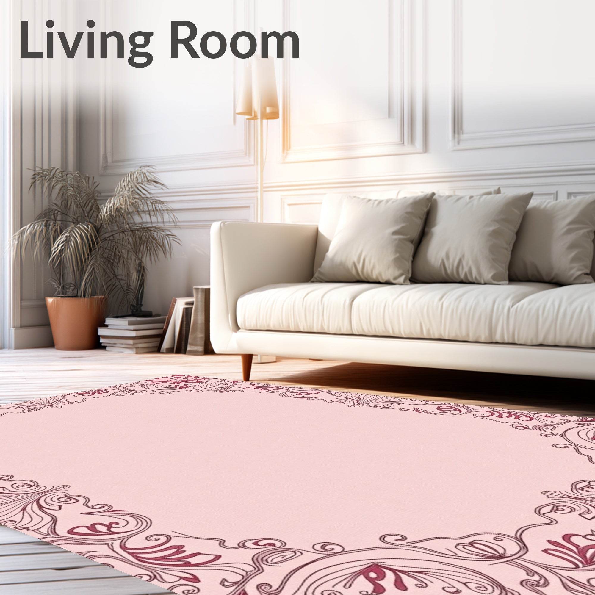 Floral Motif Featuring Swirling Vine Embellishments (Pink) - ODIKA
