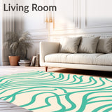 Abstract Swirl Lines with Wave Motif(Beige)