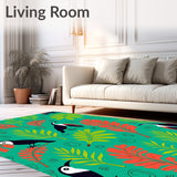 Tropical Rainforest Canopy Botanical Print Indoor Floor Covering(Green)