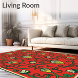 Amber Folk Art Oak Grove with Flowing Botanical Scrollwork(Red)