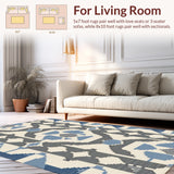 Ultra Soft Area Rug, Non Slip, Stain Resistant, Washable Area Rugs for Living Room, Bedroom, Coastal Nautical Stripe(Beige)