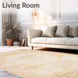 Durable with a Faded Abstract Medallion Motif in Beige(Beige)