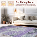Ultra Soft Area Rug, Non Slip, Stain Resistant, Washable Area Rugs for Living Room, Bedroom, Transitional Grey Lavender Nursery Non-Shedding Rug(Purple)