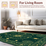 Ultra Soft Area Rug, Non Slip, Stain Resistant, Washable Area Rugs for Living Room, Bedroom, Whimsical Dark Green Celestial Bedroom Area Rug(Green)