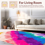 Ultra Soft Area Rug, Non Slip, Stain Resistant, Washable Area Rugs for Living Room, Bedroom, Fluffy Tie Dye Rainbow(Purple)