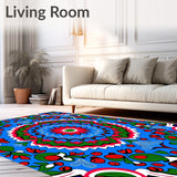 Winterberry Medallion with Boho Floral Motifs(Blue)