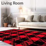 Gingham Style Entry with Festive Holiday Checkerboard(Black)