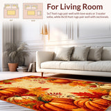 Autumn Harvest Pumpkin Area Rug Festive Fall Welcome Mat(Orange)