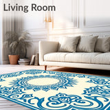 Cascade Ombre Medallion with Watercolor Flourish Motifs(Blue)