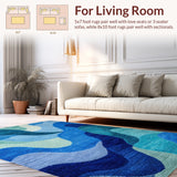 Ultra Soft Area Rug, Non Slip, Stain Resistant, Washable Area Rugs for Living Room, Bedroom, Abstract Modern Living Room Rug(Blue)