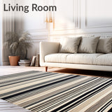 Elegant Transitional Area with Alternating Black Beige Bands(Beige)