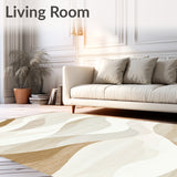 Cozy Cream Deluxe Area With Contemporary Abstract Wavy(Beige)