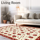 Elegant Floral Area Pet & Kid Proof Non Slip(Beige)