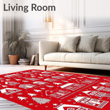 Magical Frosty Village Panorama Tapestry(Red)