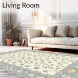 Elegant Interwoven Beige and Sky Blue Floral Design(Beige)