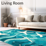 Seaside Starfish Ocean Runner Teal Blue Accent Area Non Slip(Blue)