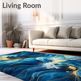 Gilded Ocean Weave All Weather Area Rug Non Shedding Deck(Blue)