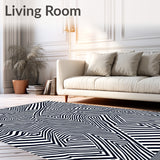 Chevron Zigzag Waves with Striped Herringbone Texture(Black)