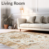 Elodie Collection Elegant Medallion Area with Distressed Vintage Charm(Beige)